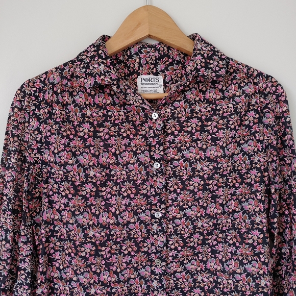 Vintage 80s Ports International Cotton Floral Blouse Size Small - Picture 6 of 12